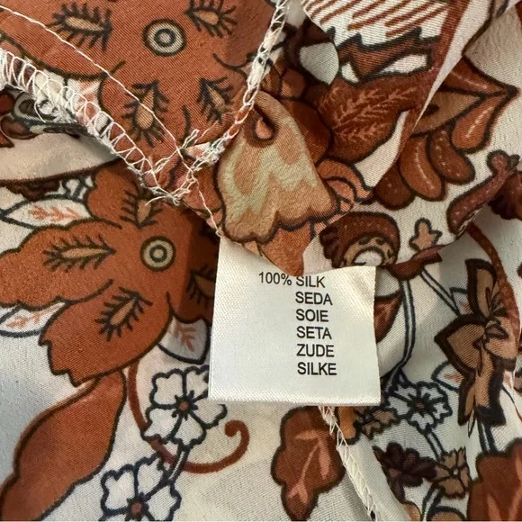 Jot Silk Boho Floral Tiered Free Size Dress Crochet Trim - Picture 9 of 9